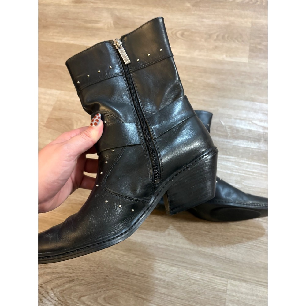 Harley-Davidson Womens Black Leather Studded Harness Pointed Toe Boots 8.5 84378 - Picture 3 of 9
